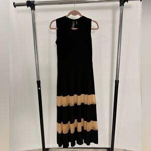 Black jersey/mesh sleeveless dress